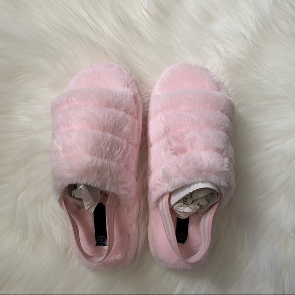 PINK Furry Sling Back Slipper Sandal - Picture 2 of 5